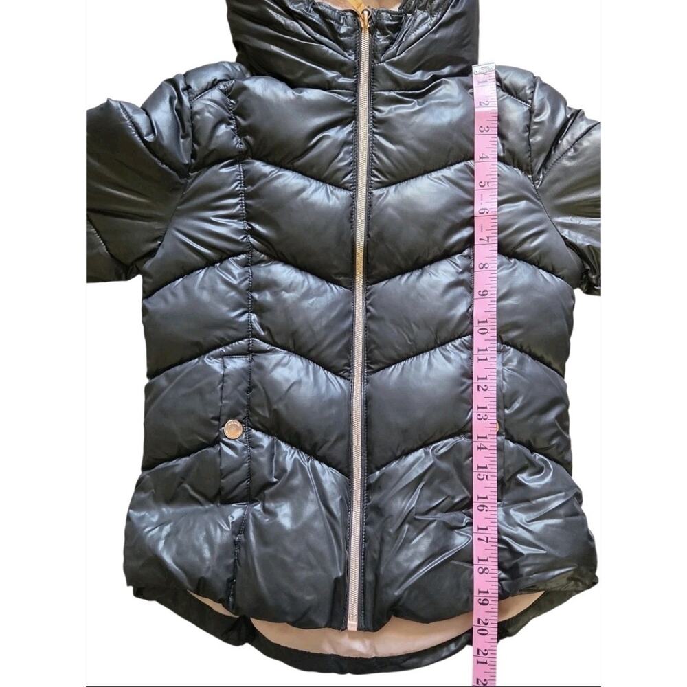 Michael Kors Girls Black Pink Hooded Puffer Jacket Faux Fur Collar Size 10/12 - Picture 12 of 12
